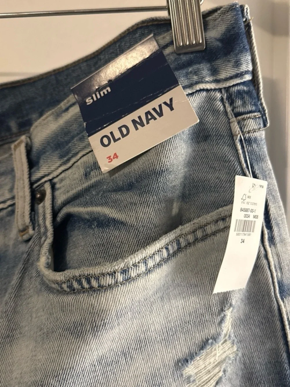 Old Navy Men's Light Blue Distressed Denim Shorts